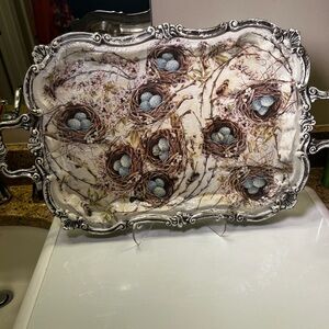 Towle Silver and Blue Mixed Media Art Piece